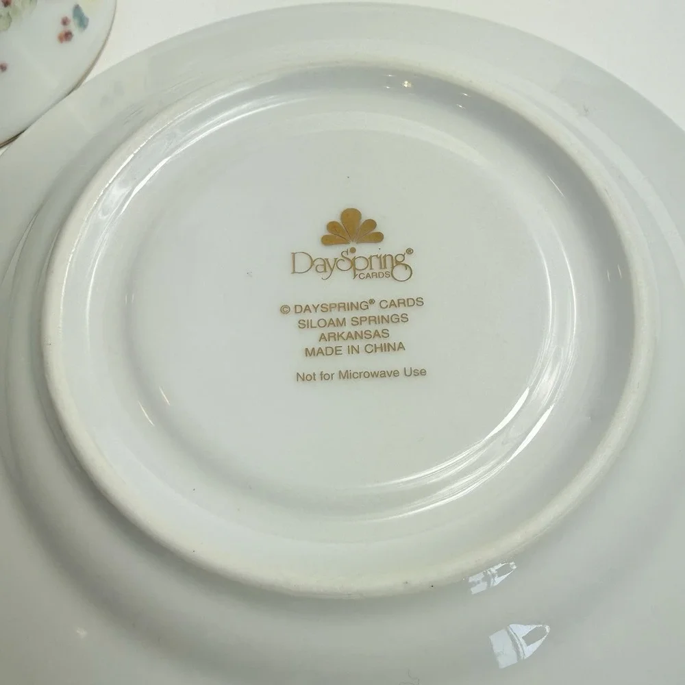 Vintage DaySpring Scripture Teacup Saucer Set Exodus KJV Christian Floral Gold